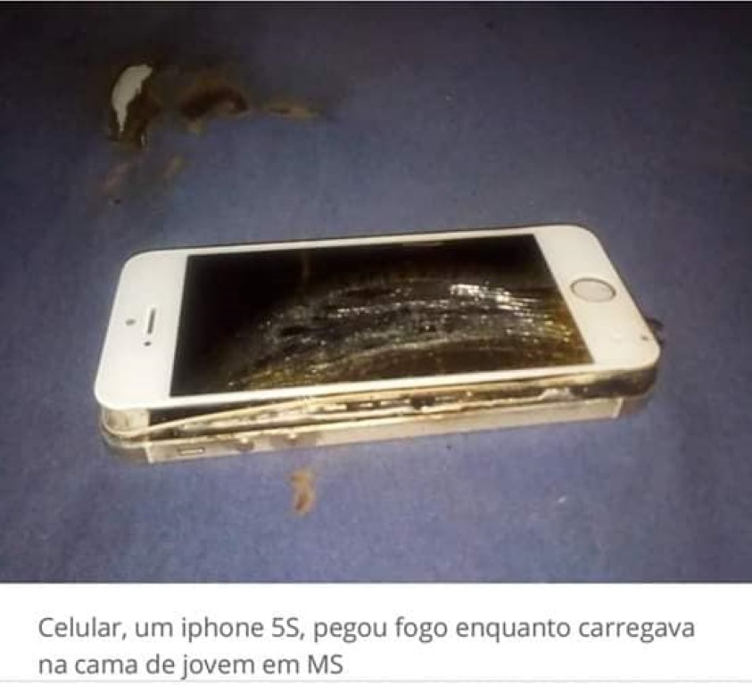Studio Notícias | Studio TV Celular pega fogo enquanto carregava sobre cama onde jovem dormia em MS