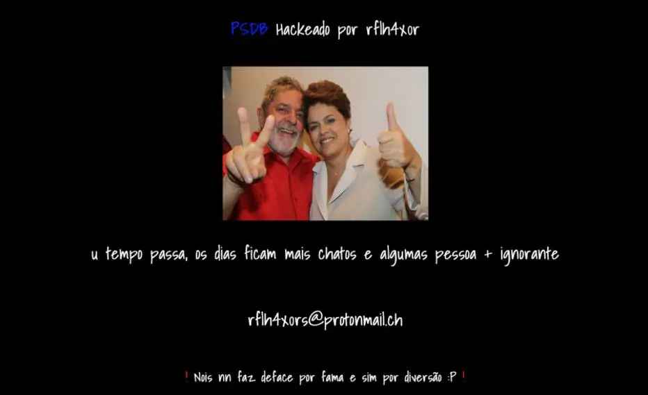 Studio Notícias | Studio TV Site do PSDB é hackeado e exibe foto de Dilma e Lula