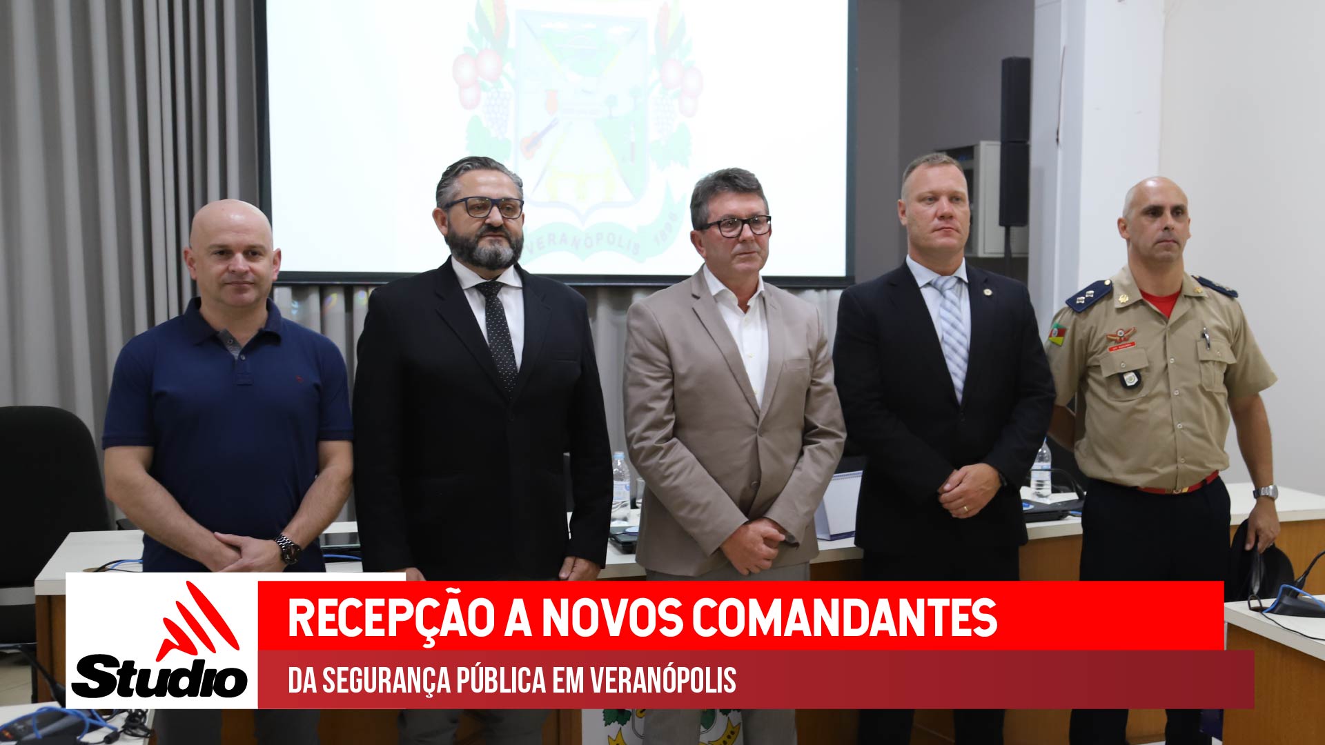 Studio Notícias | Studio TV Studio TV | Novo Delegado e comandante do Corpo de Bombeiros de Veranópolis são oficialmente apresentados