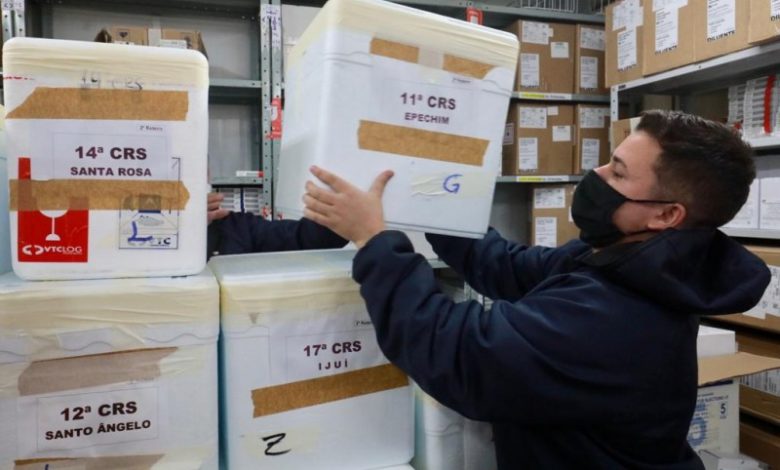Studio Notícias | Studio TV Cerca de 219 mil doses da vacina contra a covid-19 são distribuídas aos municípios do RS hoje