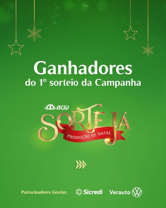 Conheça os ganhadores do 1º sorteio da Campanha Sorte Já ACIV Promoção de Natal 2022 1 Studio Notícias | Studio TV Conheça os ganhadores do 1º sorteio da Campanha Sorte Já ACIV Promoção de Natal 2022