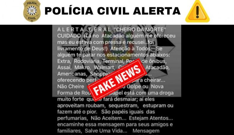 Studio Notícias | Studio TV Polícia Civil alerta sobre notícia falsa sobre “CHEIRO DA MORTE”