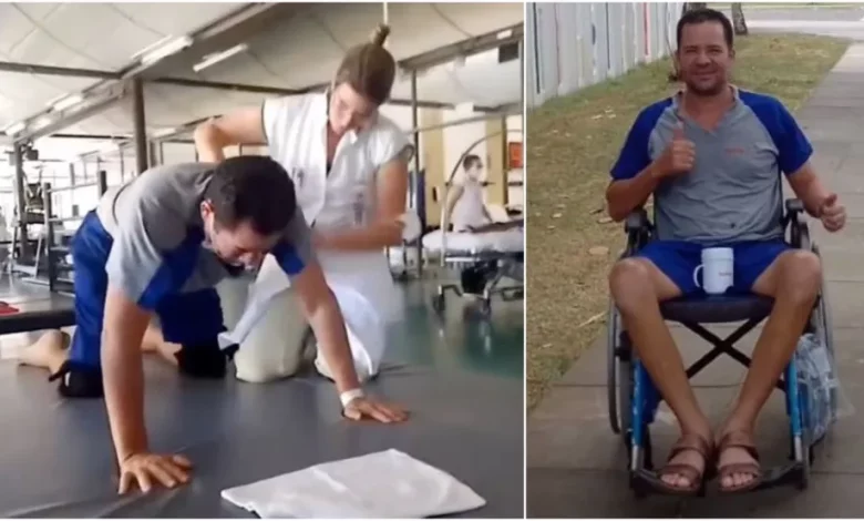 Studio Notícias | Studio TV Aluno atingido por aparelho em academia engatinha em fisioterapia