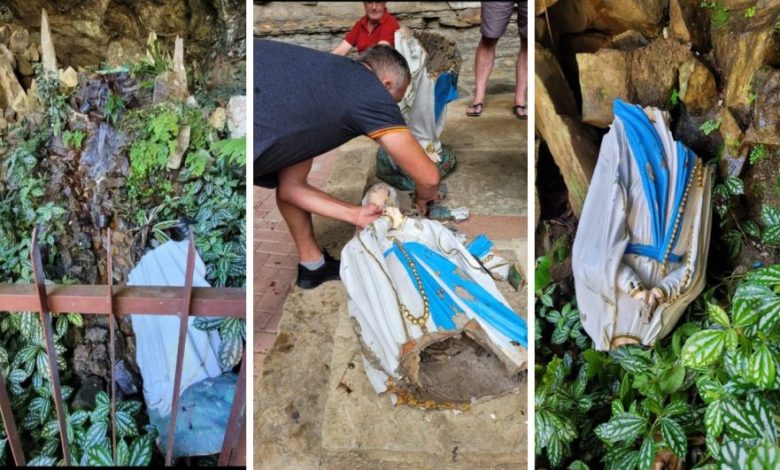 Studio Notícias | Studio TV Imagem de Nossa Senhora de Lourdes é destruída por vândalos em SC