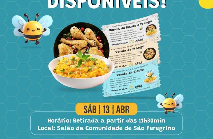 Studio Notícias | Studio TV APAE Veranópolis fará venda de frango e risoto no dia 13 de abril