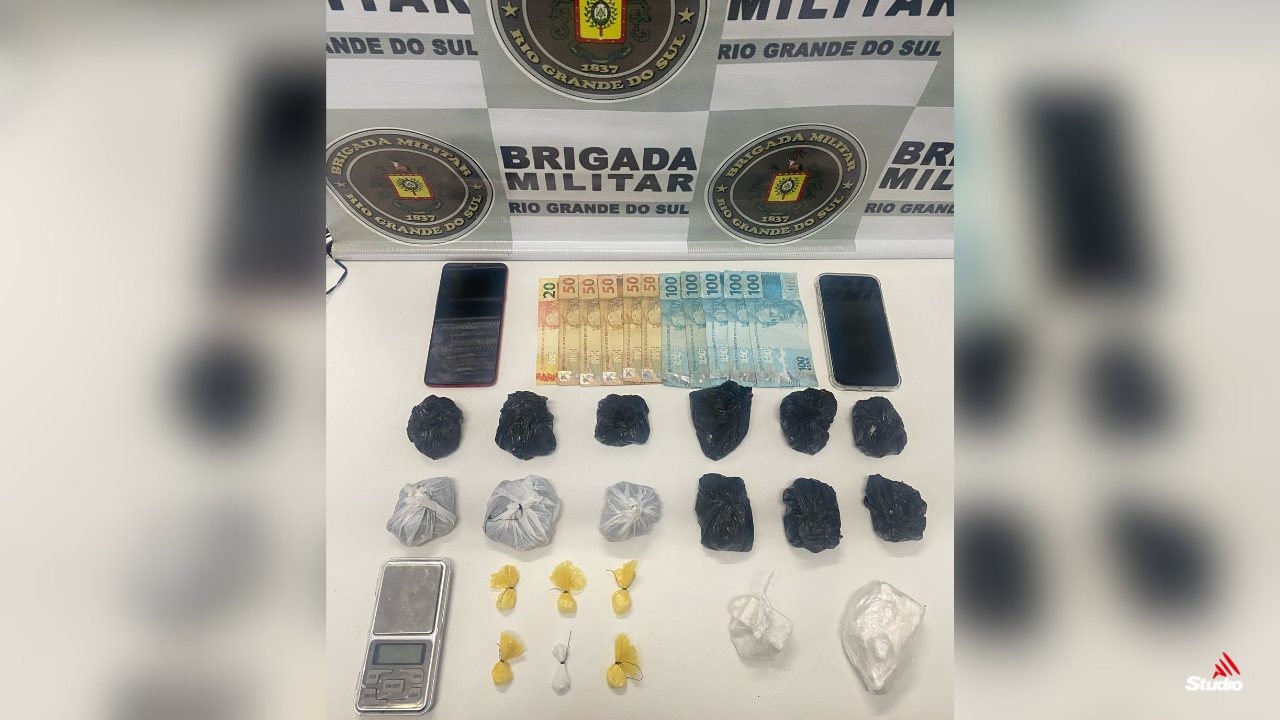 Brigada Militar prende homem por tráfico de drogas no centro de Nova Araçá 1 Studio Notícias | Studio TV Brigada Militar prende homem por tráfico de drogas no centro de Nova Araçá