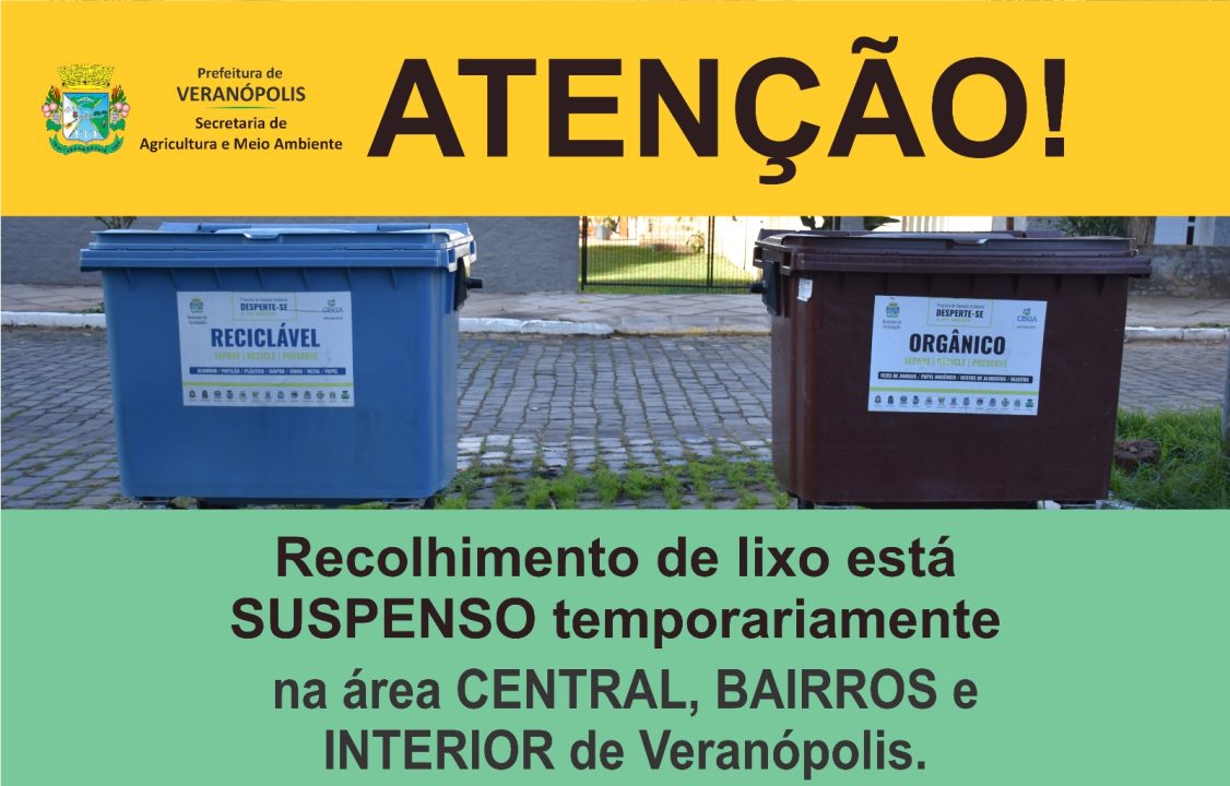 Suspenso temporariamente recolhimento de lixo em Veranópolis 1 Studio Notícias | Studio TV Suspenso temporariamente recolhimento de lixo em Veranópolis