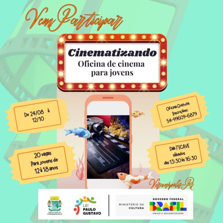 Veranópolis oferece oficina de cinema gratuita para jovens 1 Studio Notícias | Studio TV Veranópolis oferece oficina de cinema gratuita para jovens