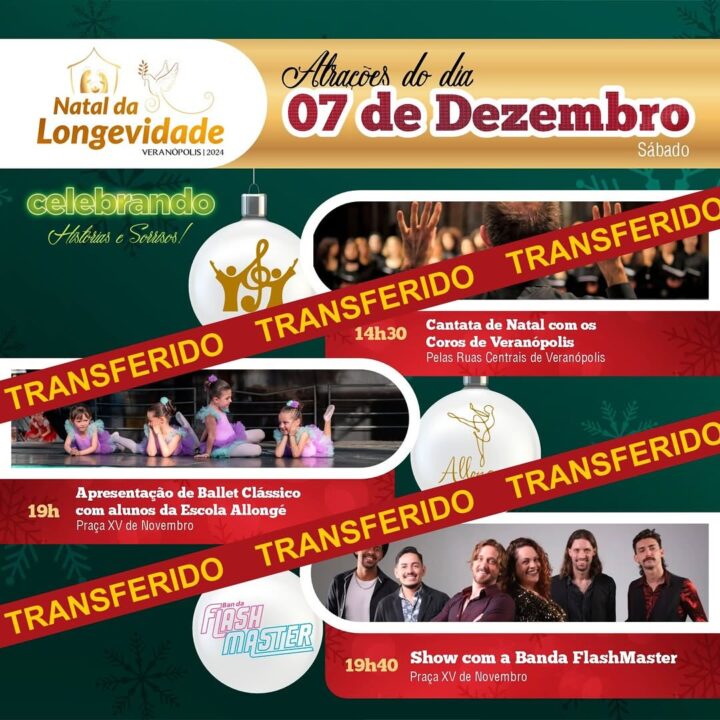 Atividades do Natal da Longevidade deste sábado são adiadas devido ao clima 1 Studio Notícias | Studio TV Atividades do Natal da Longevidade deste sábado são adiadas devido ao clima