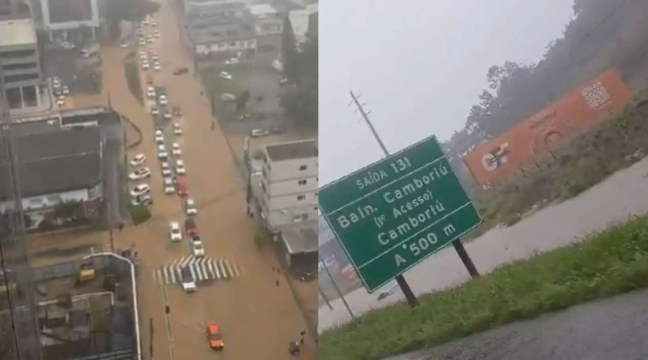 Chuva intensa causa alagamentos e deixa carros submersos em Balneário Camboriú 1 Studio Notícias | Studio TV Chuva intensa causa alagamentos e deixa carros submersos em Balneário Camboriú