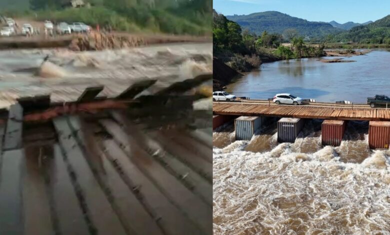 Studio Notícias | Studio TV Ponte de contêineres em Feliz é destruída por nova cheia do Rio Caí