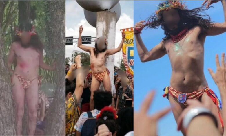 Studio Notícias | Studio TV Performance de “Jesus de fio-dental” em bloquinho do RS gera polêmica e denúncia no MPF