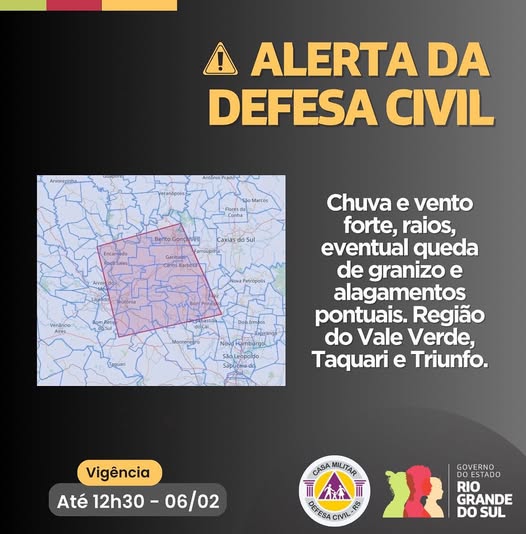 Alerta da Defesa Civil para tempo severo em cidades da região 1 Studio Notícias | Studio TV Alerta da Defesa Civil para tempo severo em cidades da região