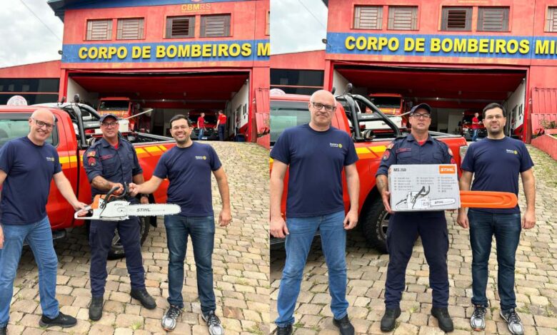 Studio Notícias | Studio TV Corpo de Bombeiros de Veranópolis recebe doação de motoserra do Rotary Clube