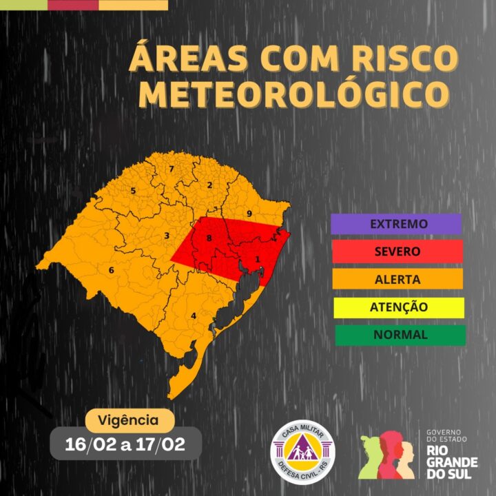 Studio Notícias | Studio TV Chuvas intensas e temporais atingem o Rio Grande do Sul nos próximos dias, prevê Sala de Situação