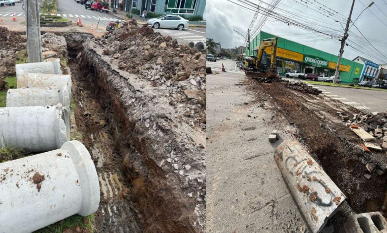 Studio Notícias | Studio TV Obra de drenagem na Palugana em Veranópolis busca solucionar alagamentos