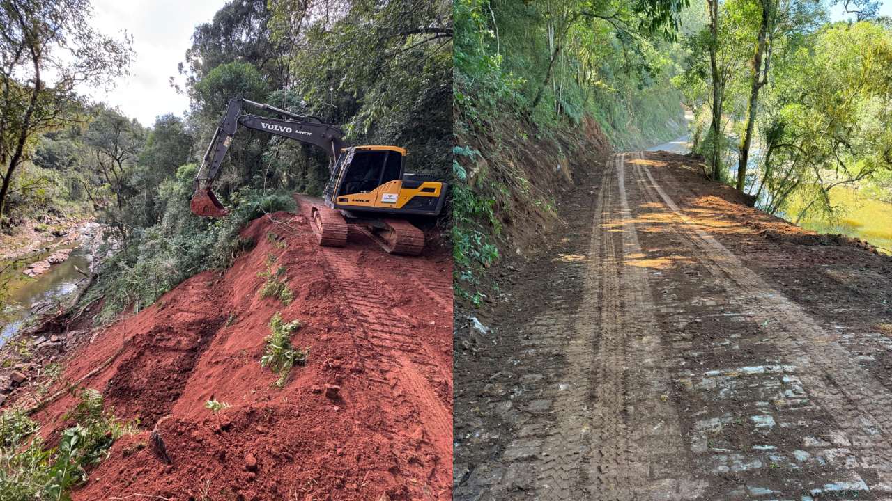 Obra na estrada de acesso ao Balneário do Retiro em Veranópolis é concluída 1 Studio Notícias | Studio TV Obra na estrada de acesso ao Balneário do Retiro em Veranópolis é concluída