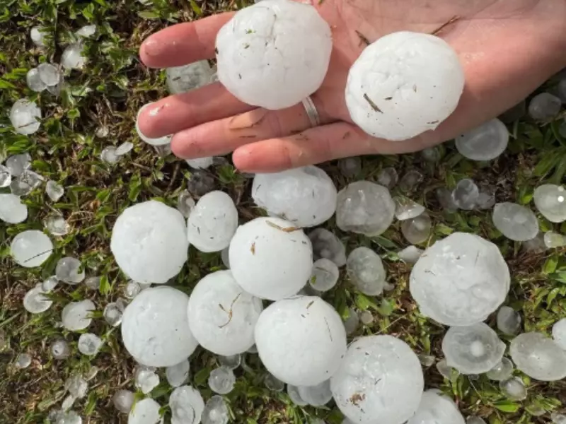 Granizo gigante assusta moradores de Santa Catarina e acende alerta da Defesa Civil 1 Studio Notícias | Studio TV Granizo gigante assusta moradores de Santa Catarina e acende alerta da Defesa Civil