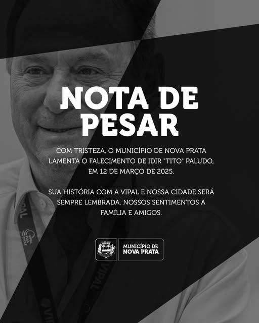 Vipal Borrachas divulga nota sobre o falecimento de Idir Paludo (Tito) 2 Studio Notícias | Studio TV Vipal Borrachas divulga nota sobre o falecimento de Idir Paludo (Tito)
