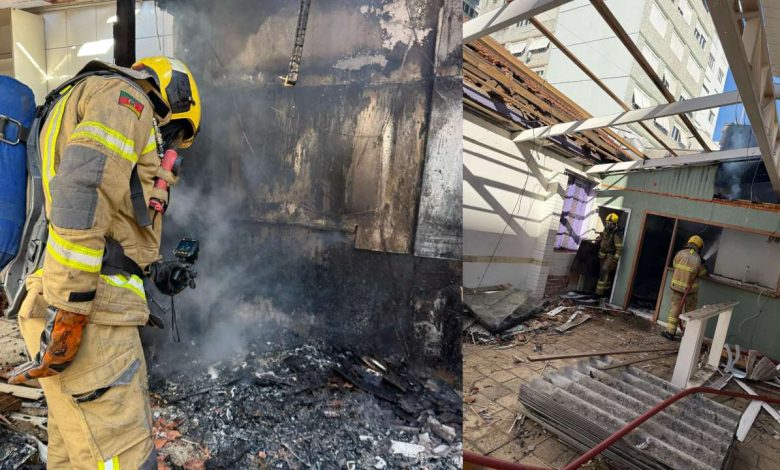 Studio Notícias | Studio TV Incêndio atinge prédio de antiga lancheria no Centro de Bento Gonçalves na tarde desta segunda-feira
