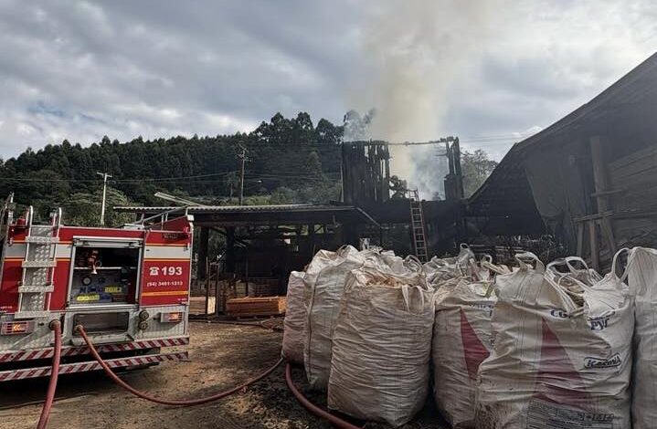 Studio Notícias | Studio TV Bombeiros combatem incêndio em madeireira em Barão