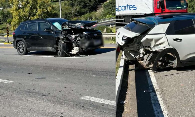Studio Notícias | Studio TV Acidente entre caminhonetes complica trânsito na BR-470 em Carlos Barbosa