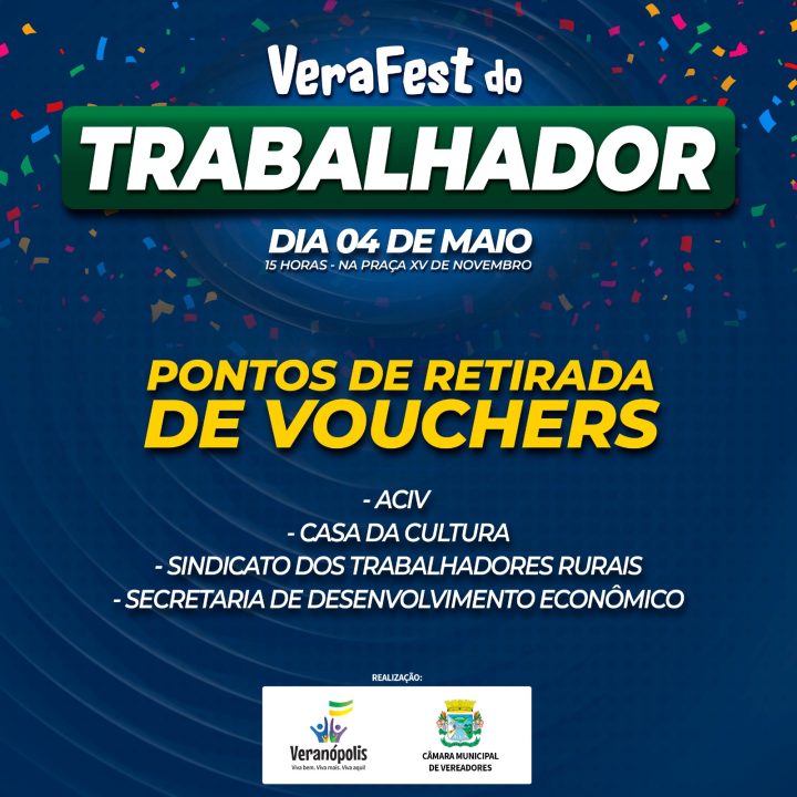 Quer ganhar brindes no VeraFest do Trabalhador? Saiba como retirar seu voucher e participar dos sorteios! 1 Studio Notícias | Studio TV Quer ganhar brindes no VeraFest do Trabalhador? Saiba como retirar seu voucher e participar dos sorteios!