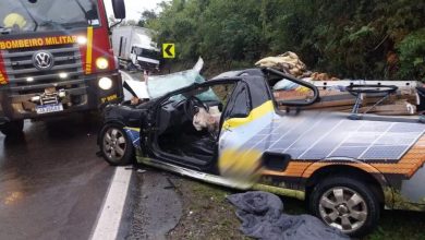 Studio Notícias | Studio TV Colisão entre caminhão e Montana deixa duas pessoas gravemente feridas na ERS-122