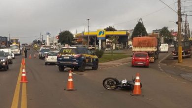 Studio Notícias | Studio TV Motociclista fica ferida em colisão envolvendo três veículos no entroncamento da BR-116 com BR-285, em Vacaria