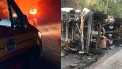 Studio Notícias | Studio TV Tragédia na BR-282: caminhoneiro do RS morre carbonizado após carreta tombar e pegar fogo