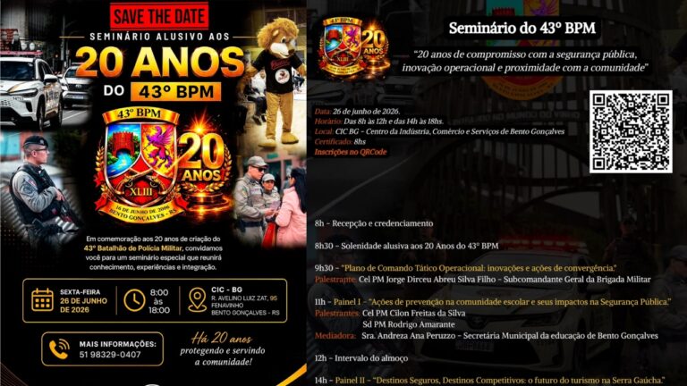 43º BPM realiza seminário alusivo aos 20 anos do batalhão em Bento Gonçalves - Studio TV