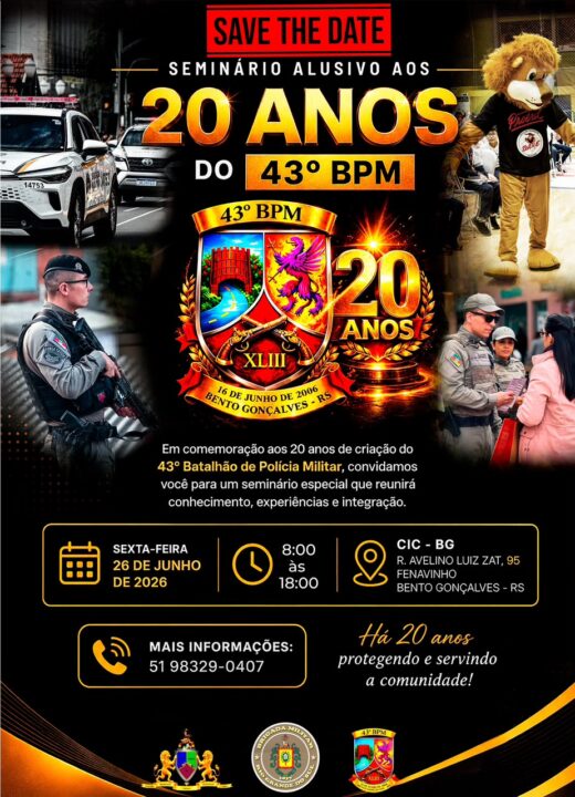 43º BPM realiza seminário alusivo aos 20 anos do batalhão em Bento Gonçalves - Studio TV