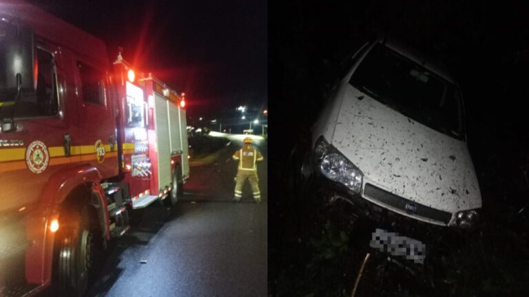 Fiat Strada sai da pista e colide contra barranco no interior de Bento Gonçalves - Studio TV