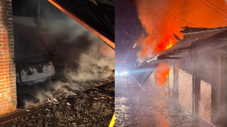 Incêndio destrói veículo em garagem no município de Ipê - Studio TV