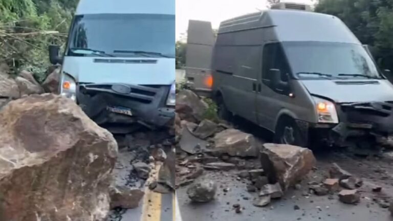 Queda de barreira atinge caminhonete na RSC-453 em Westfália - Studio TV