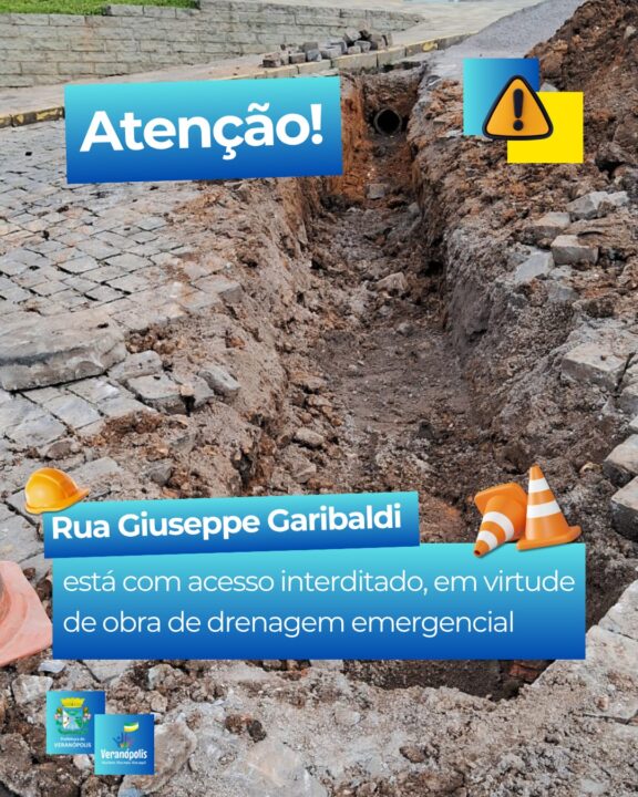 Rua Giuseppe Garibaldi tem trânsito interrompido para obra emergencial de drenagem em Veranópolis - Studio TV