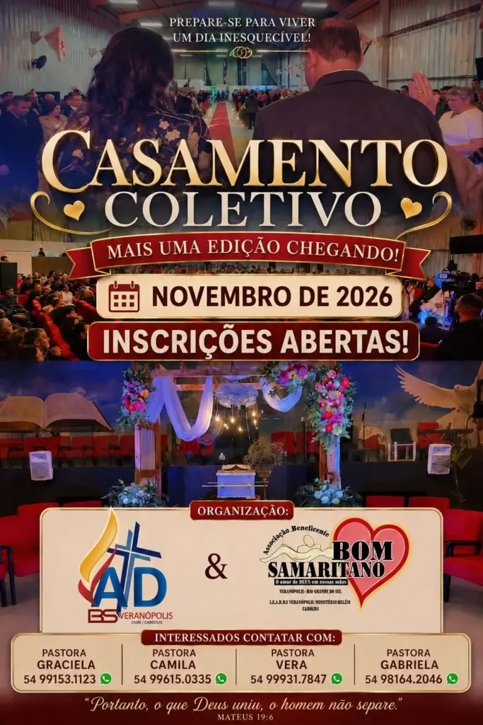 Casamento coletivo 2026 está com inscrições abertas em Veranópolis - Studio TV