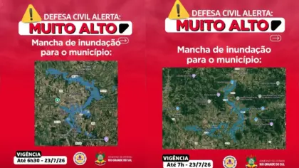 Alerta vermelho: Defesa Civil emite alerta muito alto para inundação do Rio Taquari em Lajeado e Arroio do Meio - Studio TV