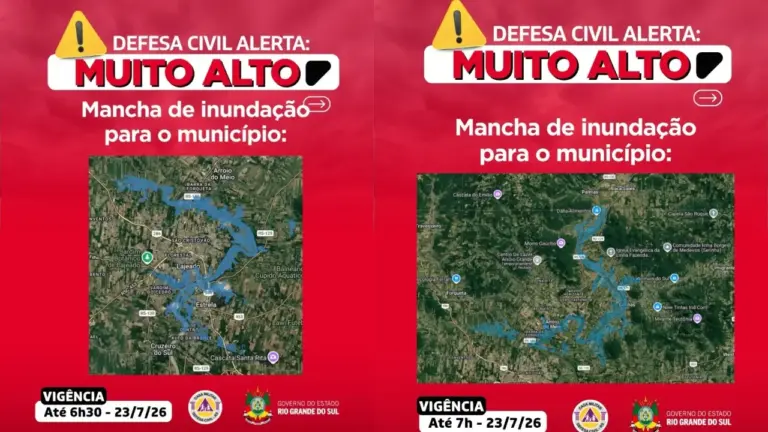 Alerta vermelho: Defesa Civil emite alerta muito alto para inundação do Rio Taquari em Lajeado e Arroio do Meio - Studio TV