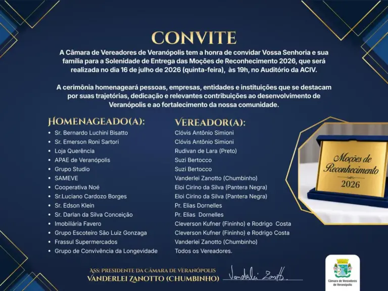 Câmara de Veranópolis entrega Moções de Reconhecimento nesta quinta-feira - Studio TV