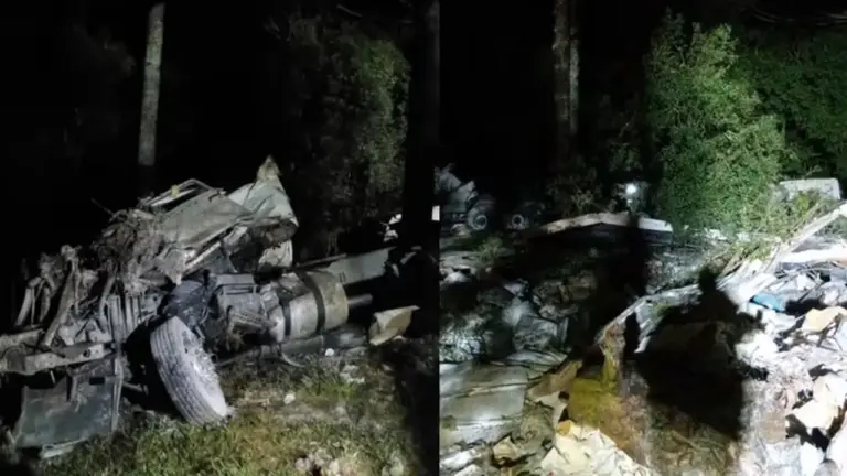 Caminhoneiro morre após veículo cair em ribanceira em Santa Catarina - Studio TV