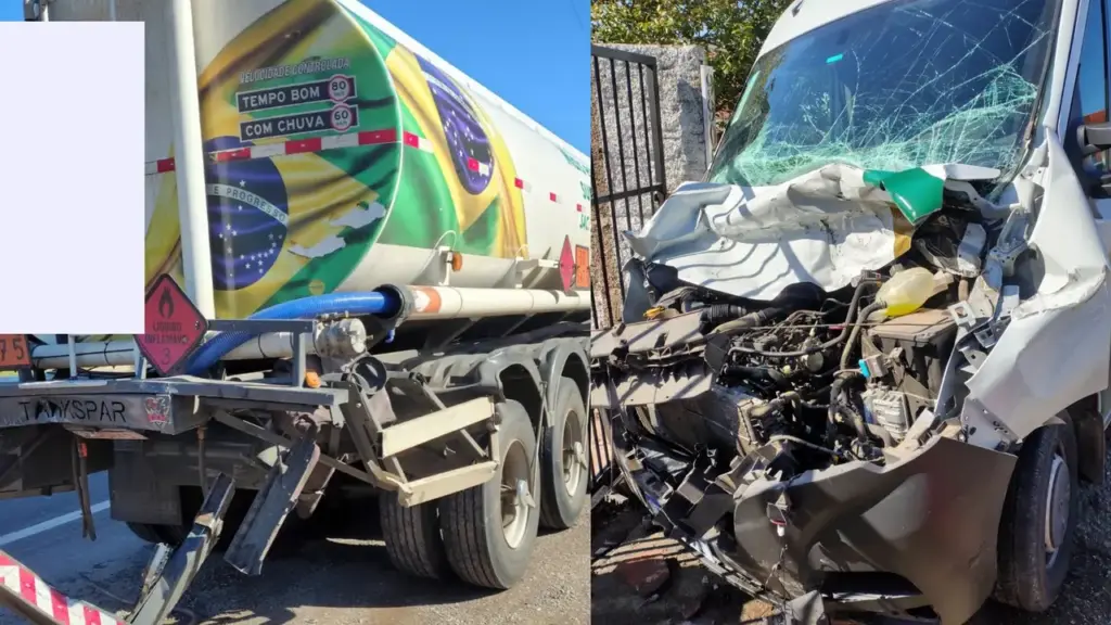 Colisão traseira entre van e carreta é registrada na ERS-122, em São Sebastião do Caí - Studio TV