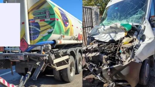 Colisão traseira entre van e carreta é registrada na ERS-122, em São Sebastião do Caí - Studio TV