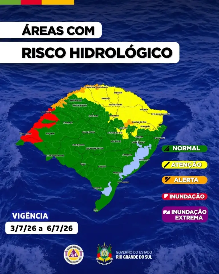 Defesa Civil alerta para níveis elevados em rios no Rio Grande do Sul - Studio TV
