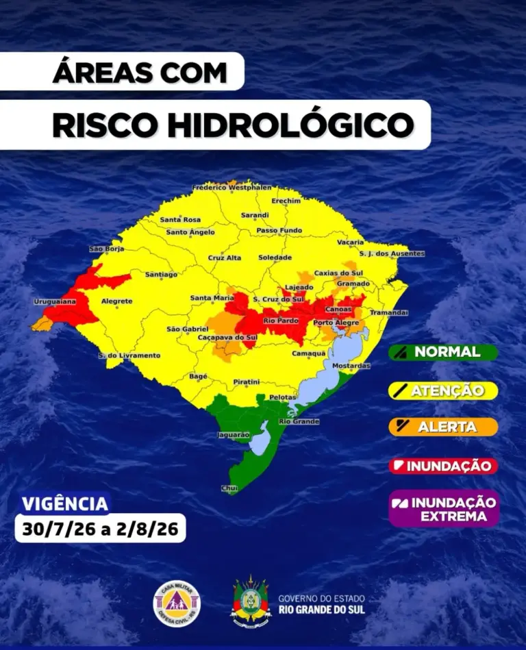 Defesa Civil alerta para risco de inundação em rios e regiões do Rio Grande do Sul - Studio TV
