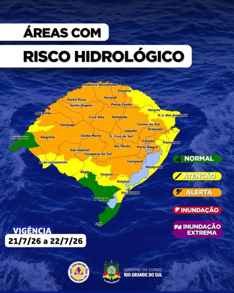 Defesa Civil alerta para tempestades severas e elevação de rios no Rio Grande do Sul - Studio TV