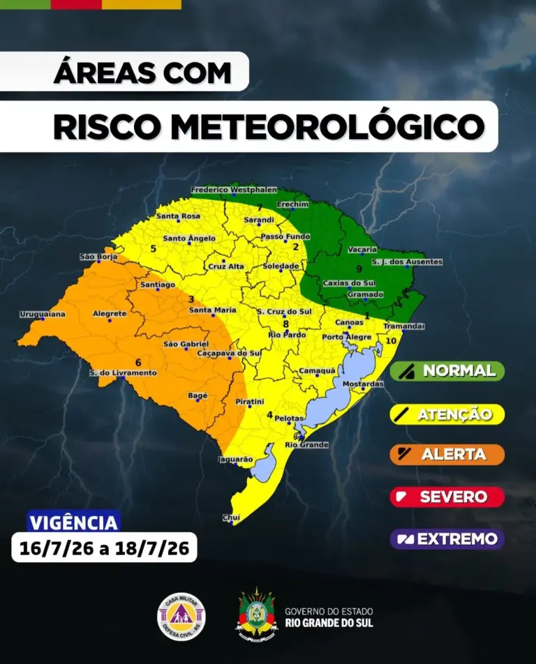 Defesa Civil alerta para tempestades severas, granizo e risco de tornados no Rio Grande do Sul - Studio TV