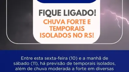 Defesa Civil alerta para temporais isolados e chuva forte no Rio Grande do Sul - Studio TV