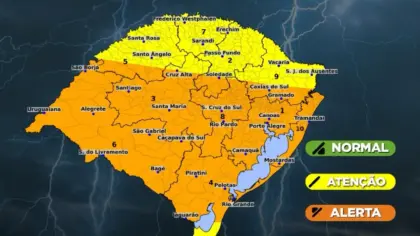 Defesa Civil atualiza alerta para tempestades severas, risco de tornado e chuva acima de 200 mm no RS - Studio TV