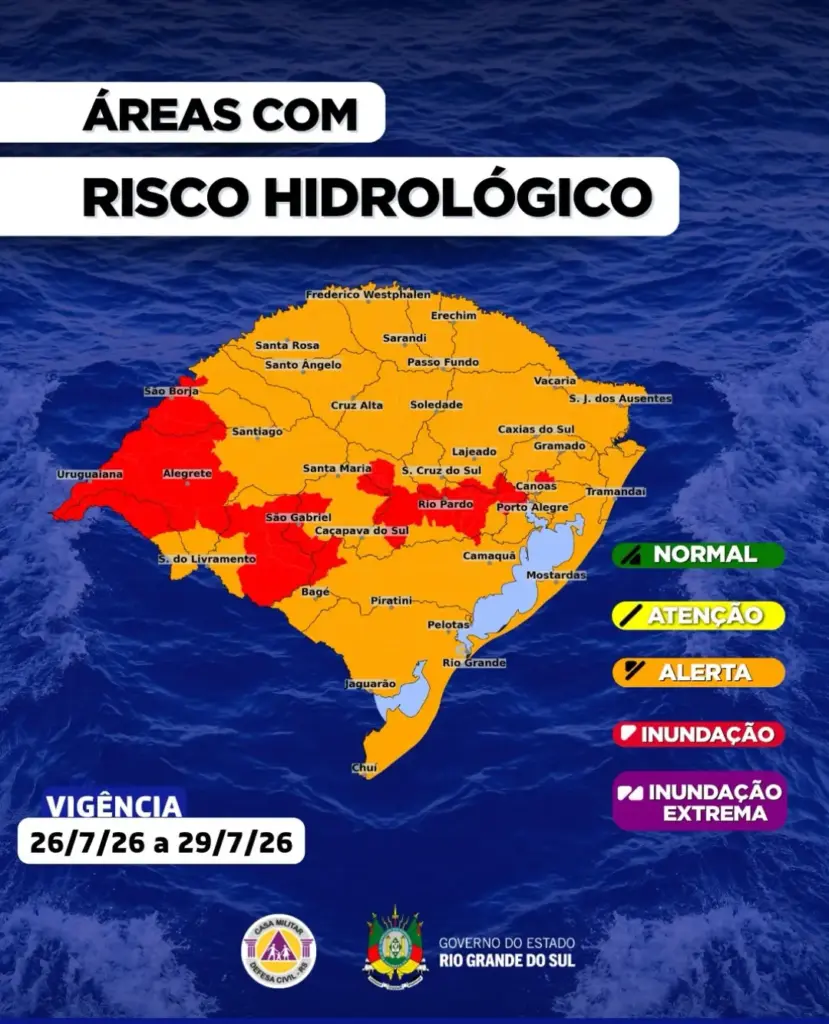 Defesa Civil atualiza alerta para tempestades severas, risco de tornado e chuva acima de 200 mm no RS - Studio TV